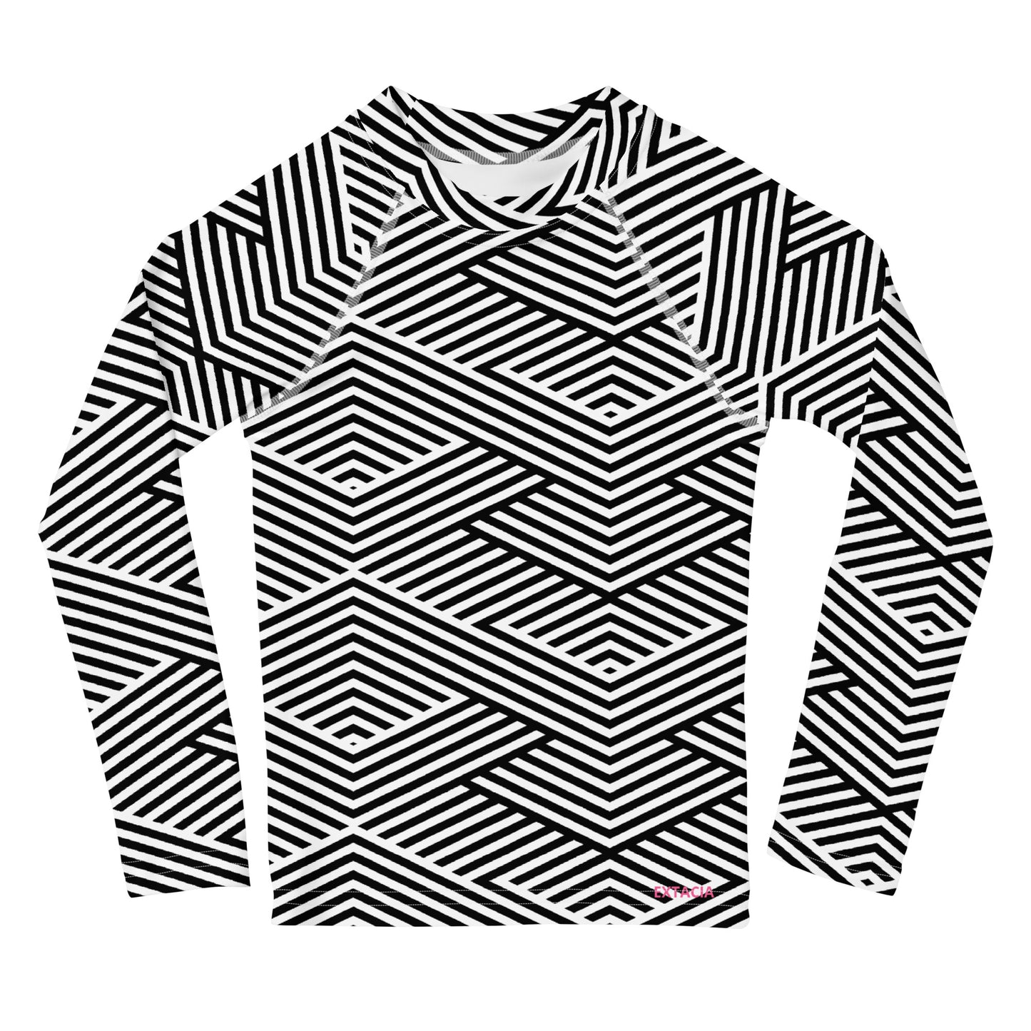 Rash guard pour petite fille – Blanc & Noir – Compression légère, séchage rapide – Graphique