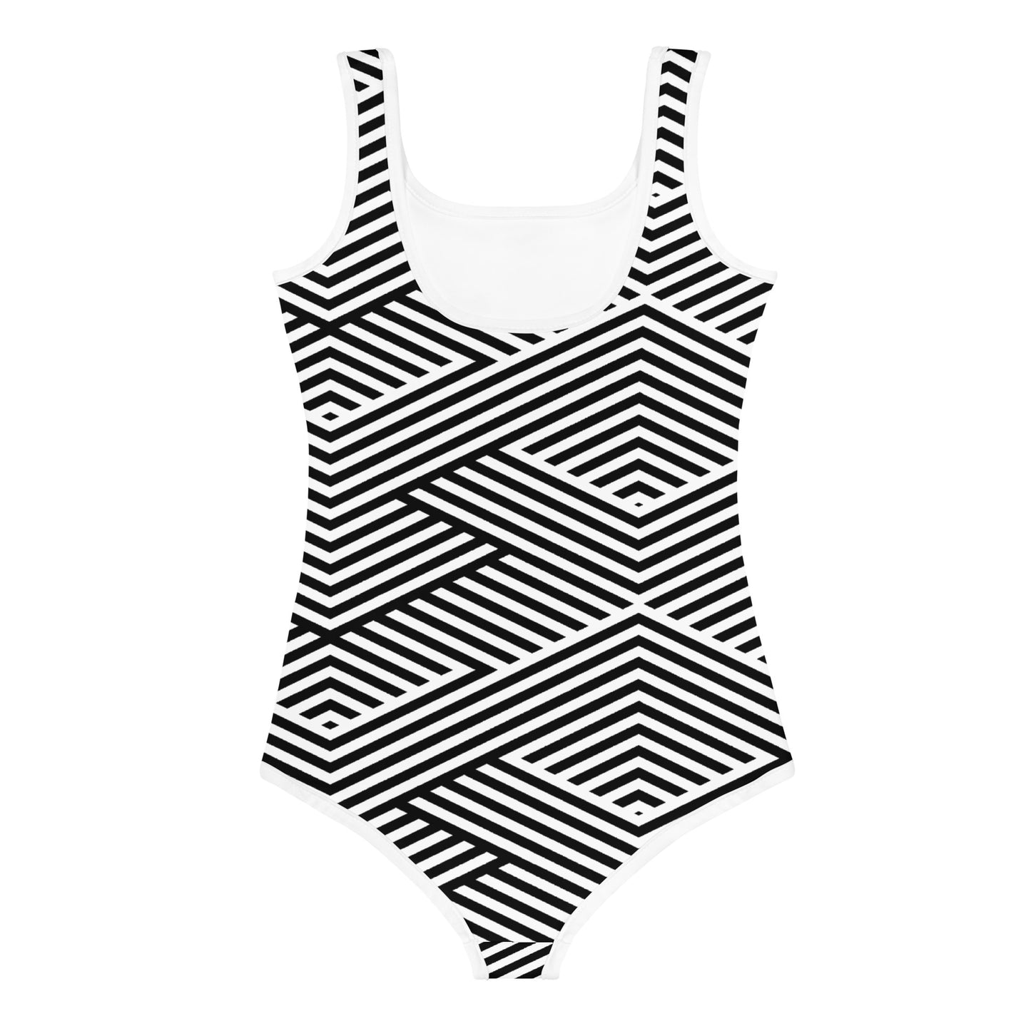 Maillot de bain 1 pièce pour petite fille – Blanc & Noir – Confort, maintien & séchage rapide – Graphique