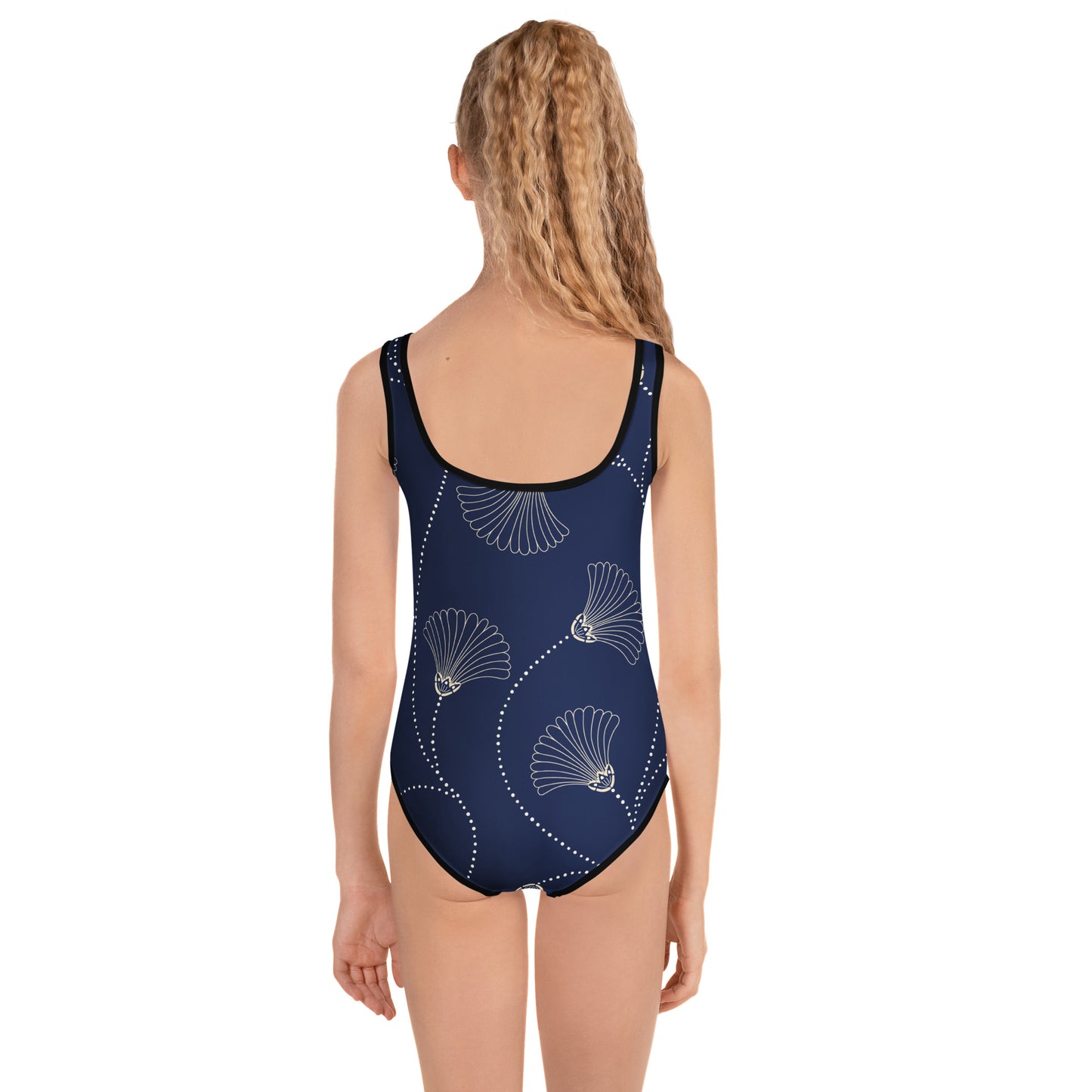 Maillot de bain 1 pièce pour petite fille – Bleu Fleuri – Confort, maintien & séchage rapide – Minimaliste