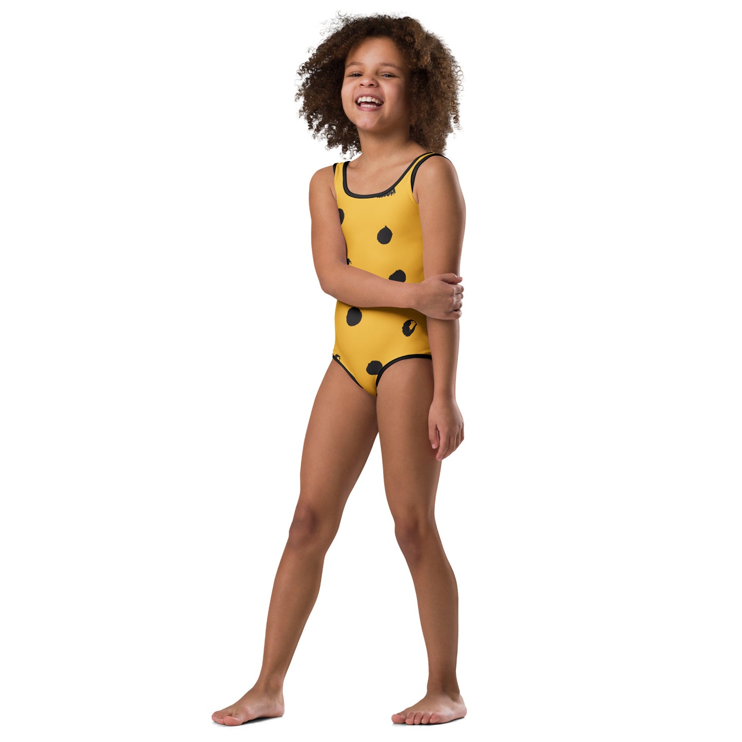 Maillot de bain 1 pièce pour petite fille – Jaune & Noir – Confort, maintien & séchage rapide – Imprimé Animal