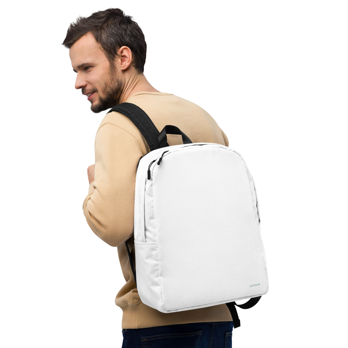 Sac à dos minimaliste – Blanc – 20 L, résistant à l’eau et poche arrière cachée