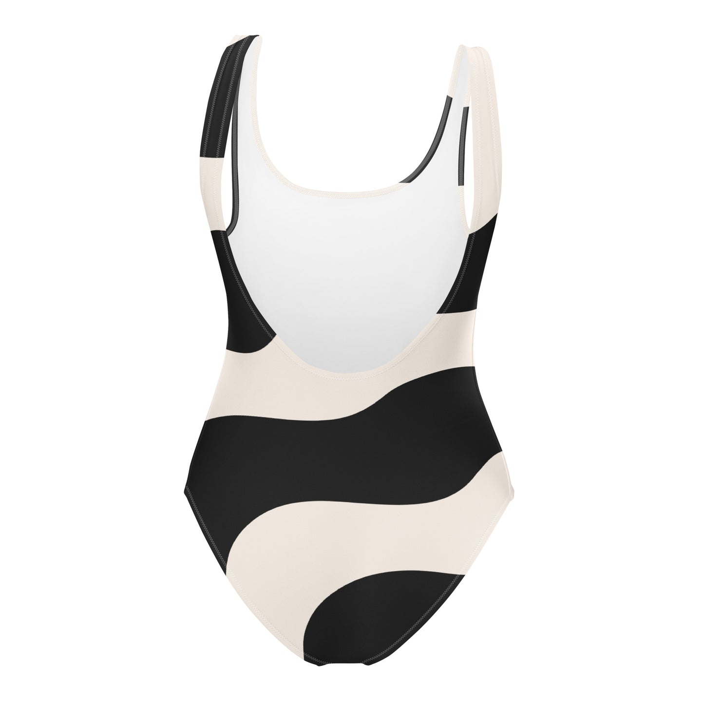 Maillot de bain 1 pièce pour femme – Beige & Noir – Confort, maintien & séchage rapide – Graphique