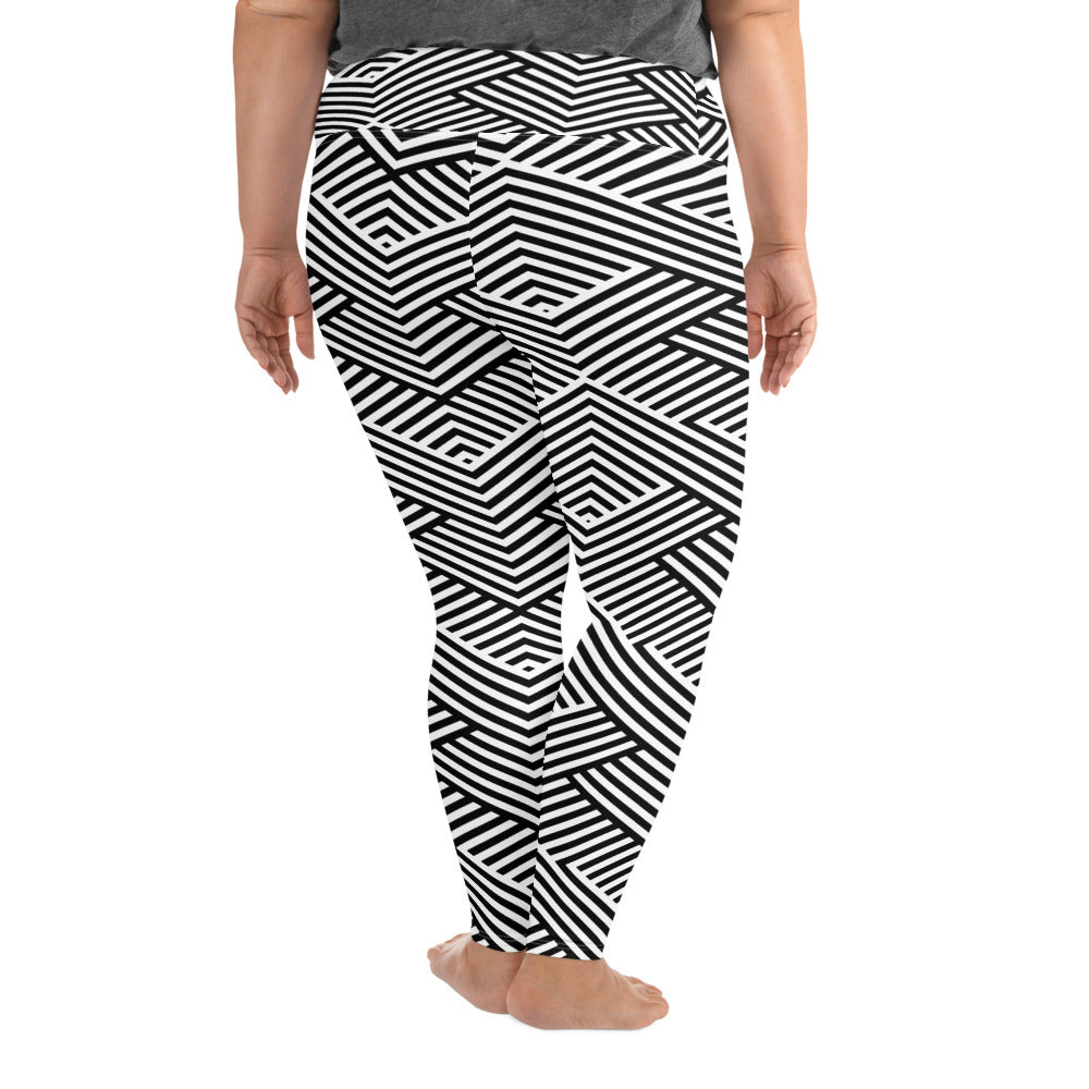 Legging grande taille pour femme – Blanc & Noir – Stretch, taille haute, séchage rapide - Graphique