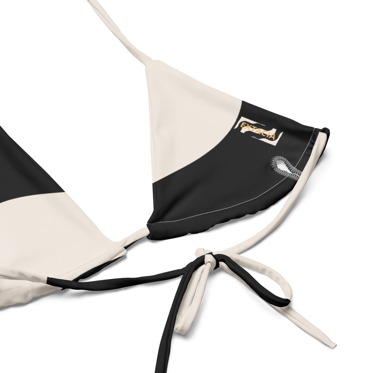 Bikini recyclé pour femme - Beige et Noir – Deux pièces, éco-responsable, confortable séchage rapide