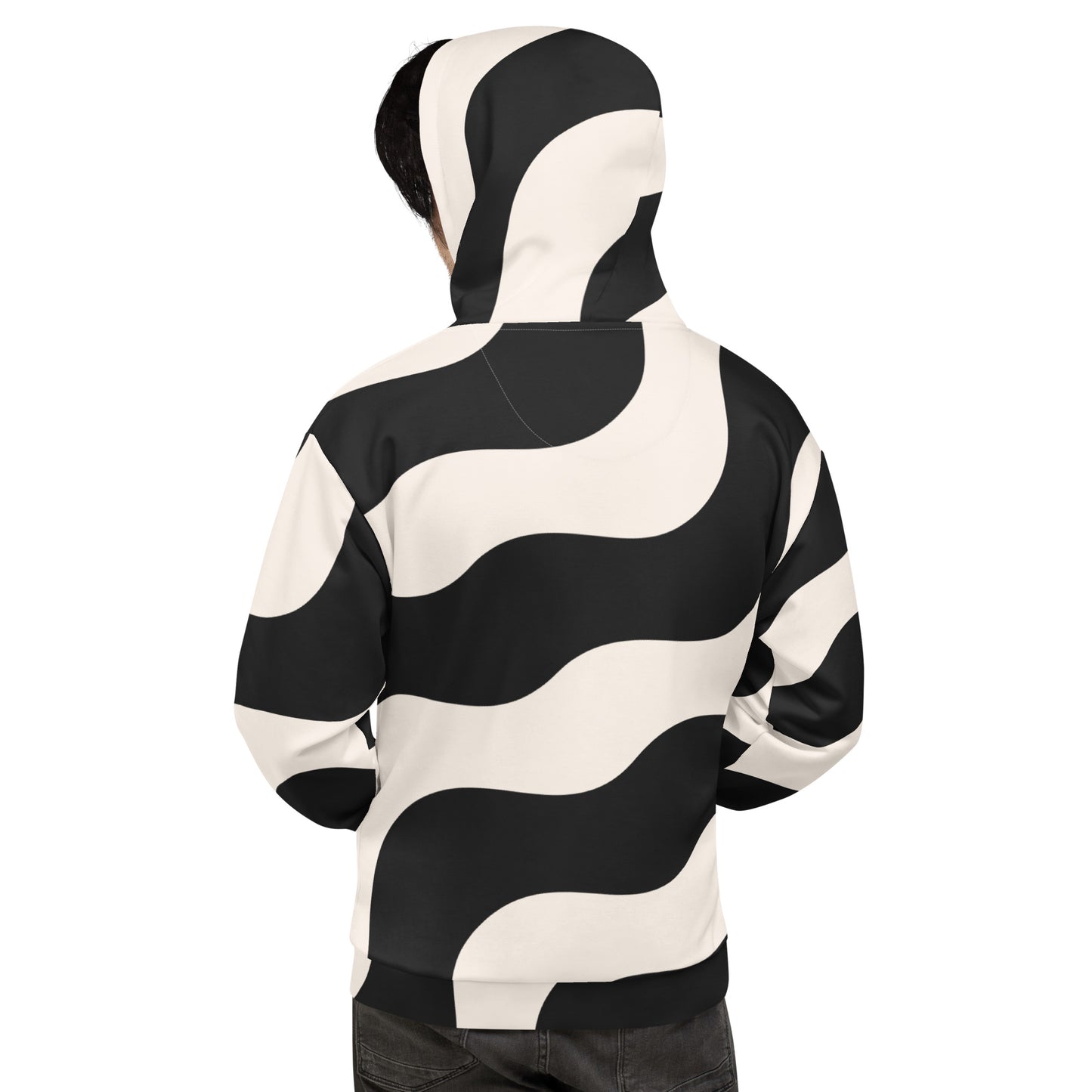 Sweat à capuche pour homme - Beige & Noir – Confort durable, matière recyclée – Graphique Minimaliste