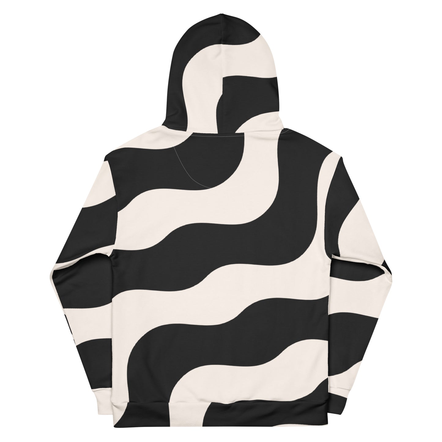 Sweat à capuche pour femme – Beige & Noir – Polyester recyclé, doux & durable – Graphique Minimaliste