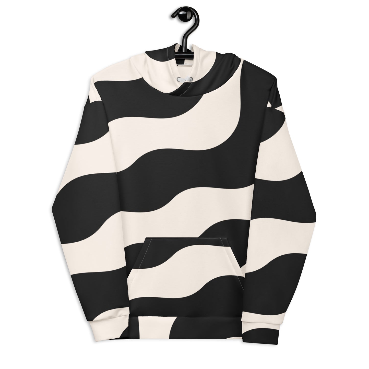 Sweat à capuche pour femme – Beige & Noir – Polyester recyclé, doux & durable – Graphique Minimaliste