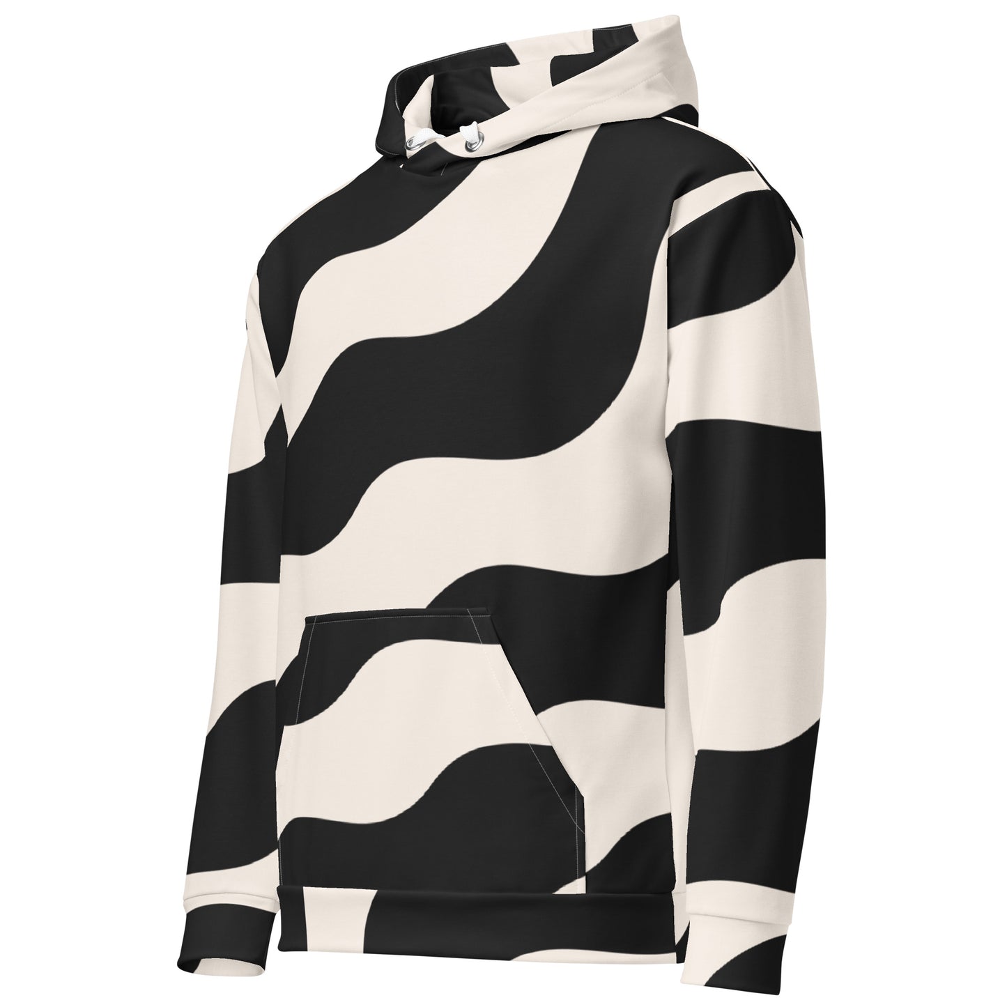 Sweat à capuche pour homme - Beige & Noir – Confort durable, matière recyclée – Graphique Minimaliste