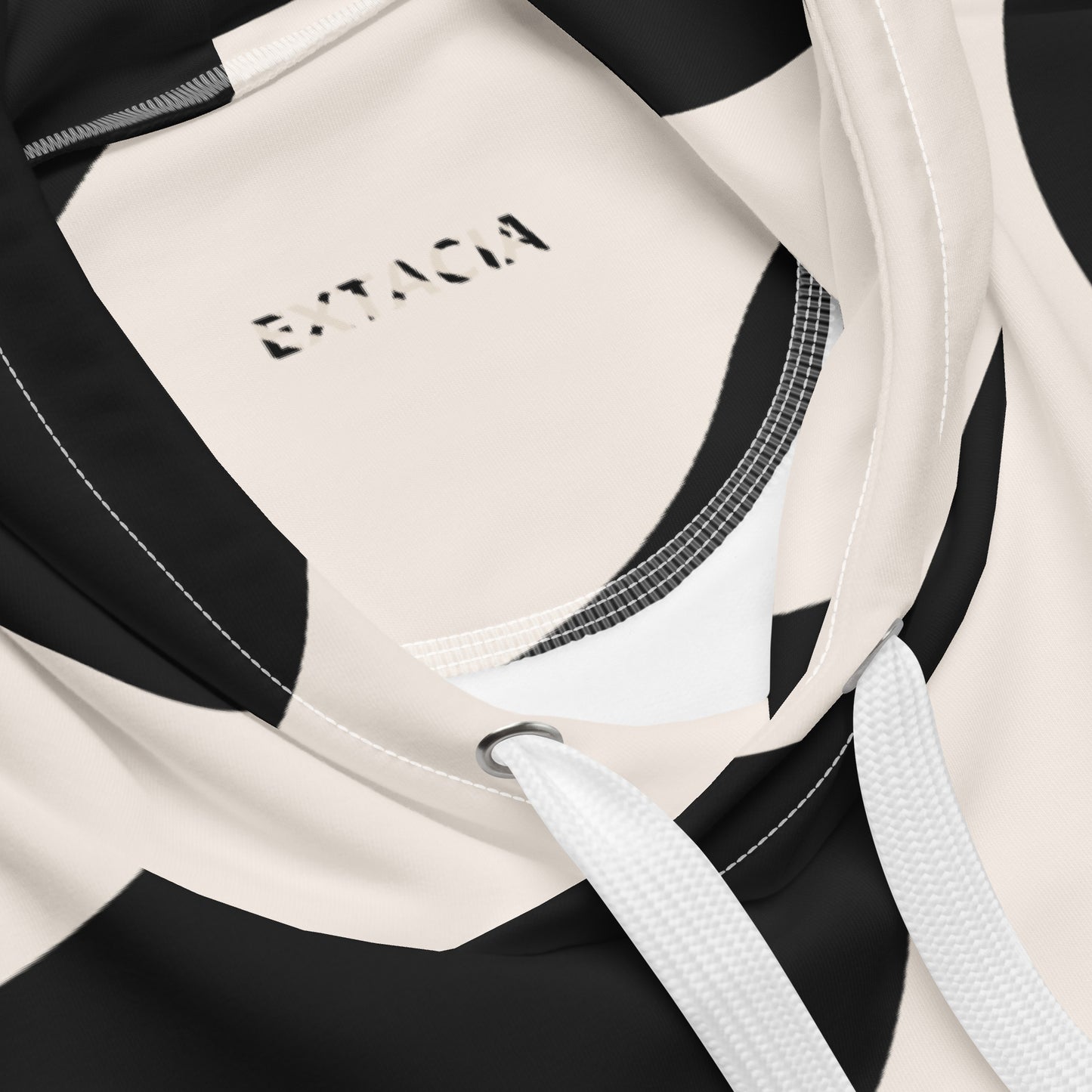 Sweat à capuche pour homme - Beige & Noir – Confort durable, matière recyclée – Graphique Minimaliste