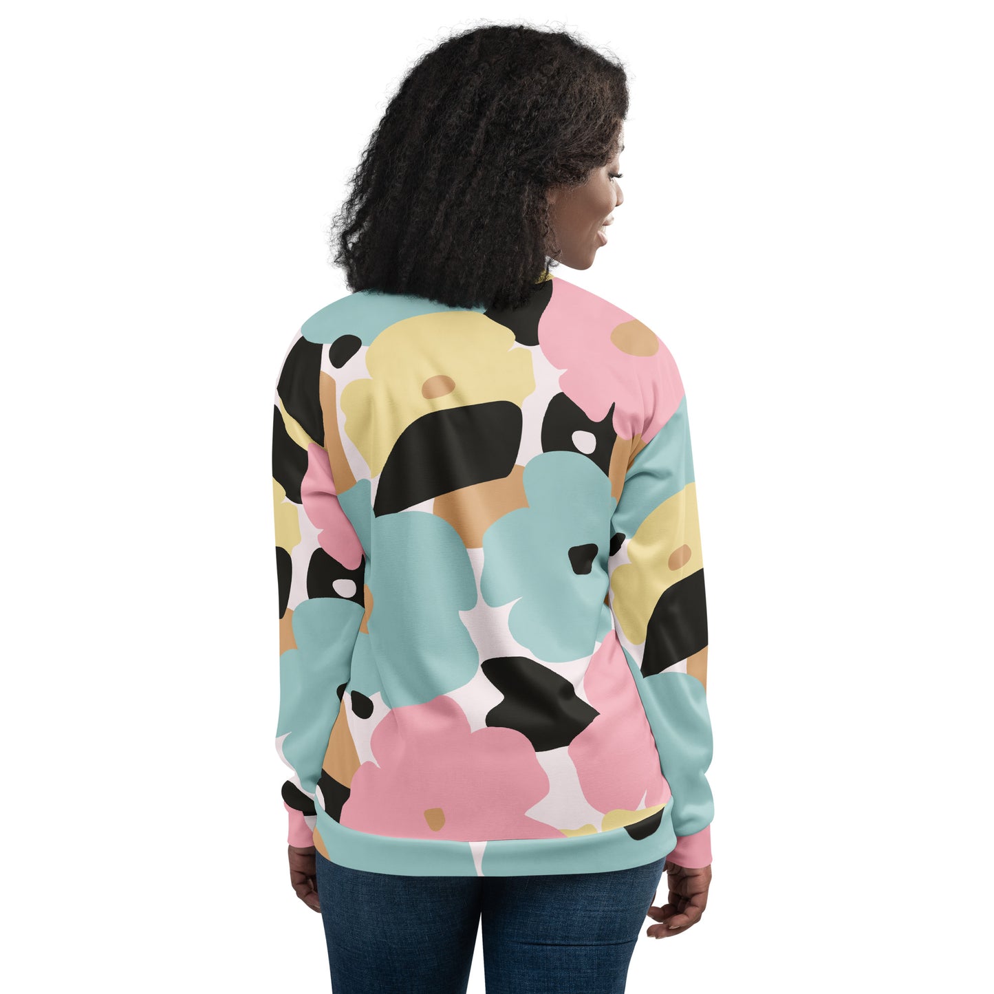 Veste bombardier pour femme - Fleuri, Pastel – Zippée, légère et confortable – Minimaliste