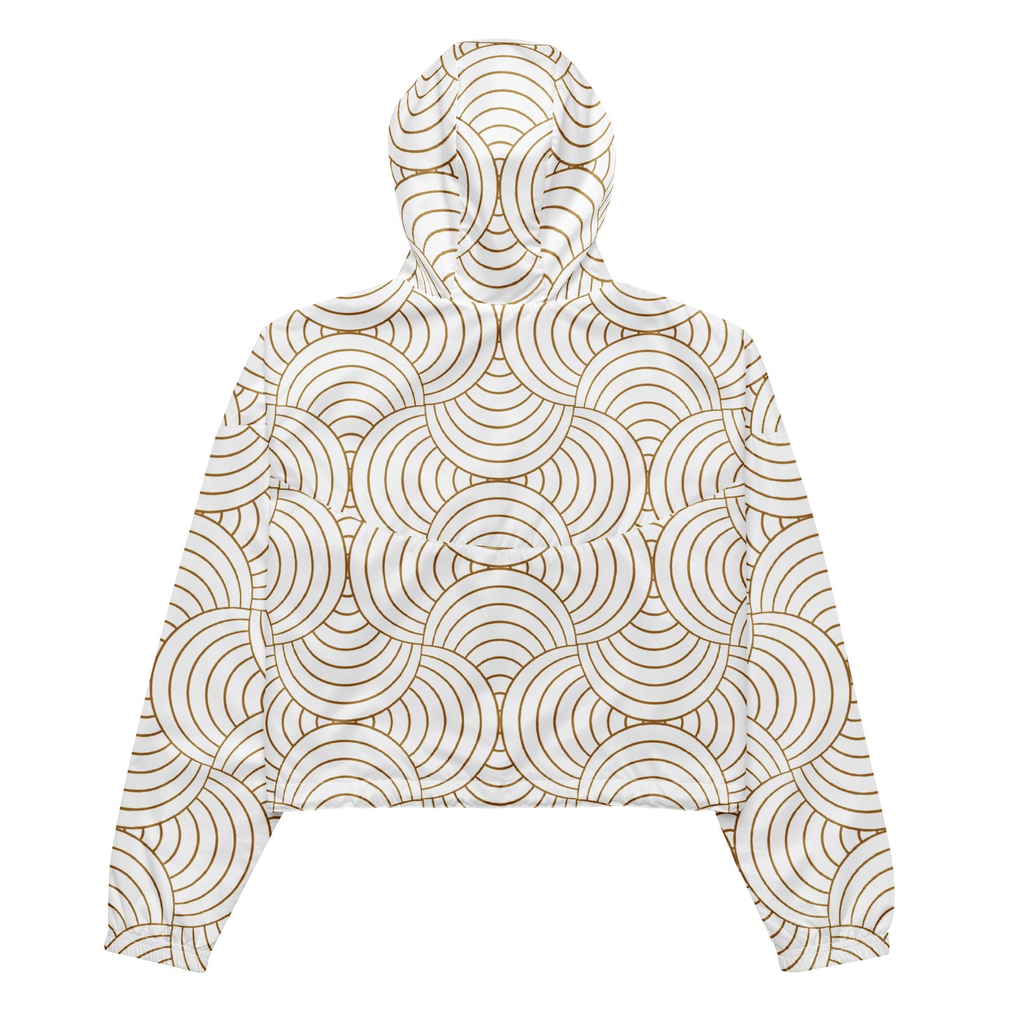 Veste coupe-vent pour femme courte - Blanc et Or – Crop top imperméable et respirant – Graphique