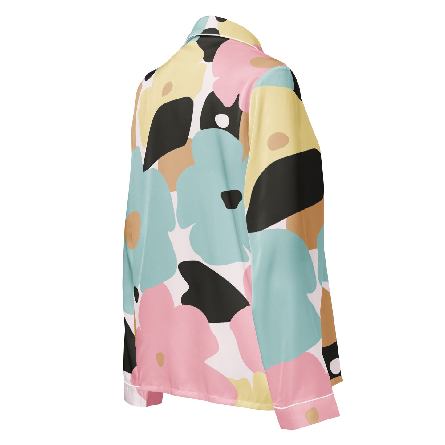 Chemisier de pyjama pour femme - Fleuri, Pastel - Manches longues – Doux, chaud et confortable