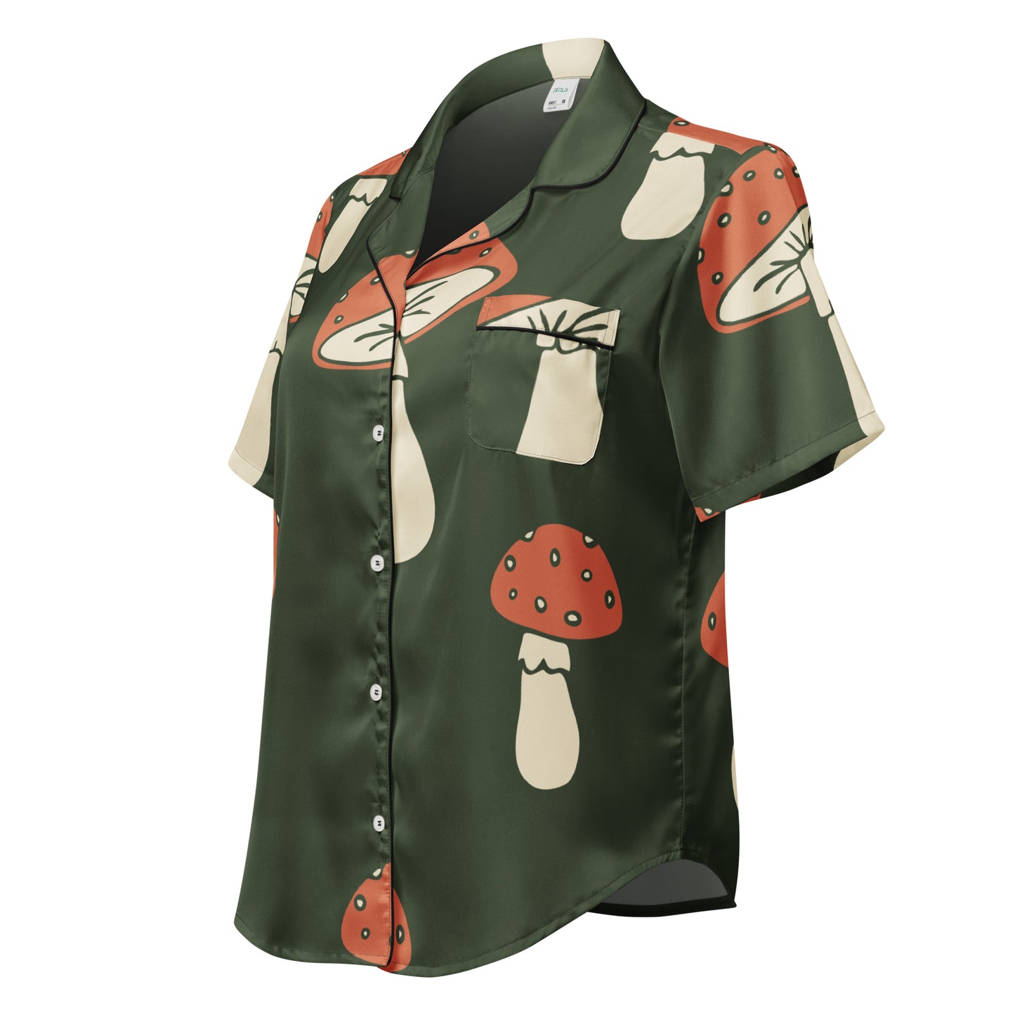 Chemisier de pyjama pour femme - Vert Champignon – Manches courtes - Léger, doux et confortable