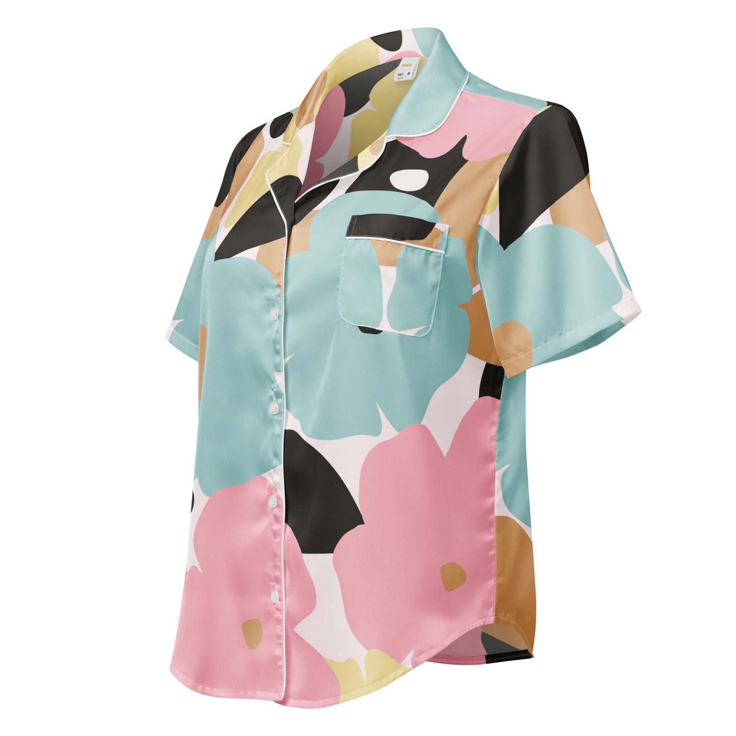 Chemisier de pyjama pour femme - Fleuri, Pastel – Manches courtes - Léger, doux et confortable