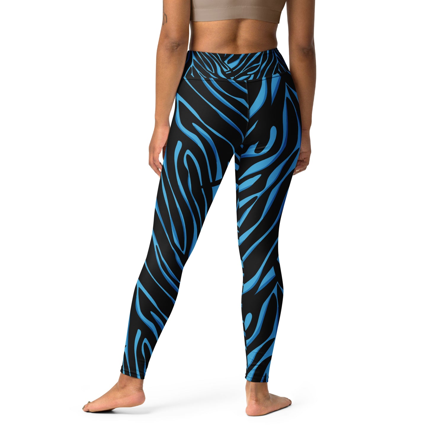Legging de yoga pour femme – Bleu & Noir – Stretch, taille haute, séchage rapide – Imprimé Animal