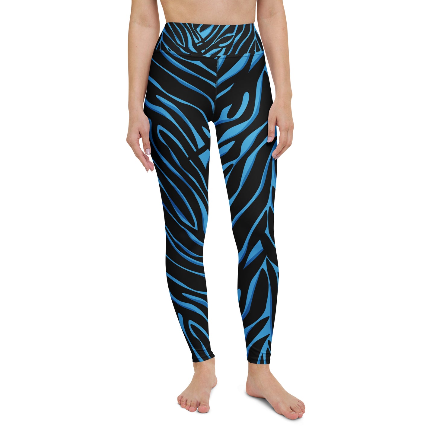 Legging de yoga pour femme – Bleu & Noir – Stretch, taille haute, séchage rapide – Imprimé Animal
