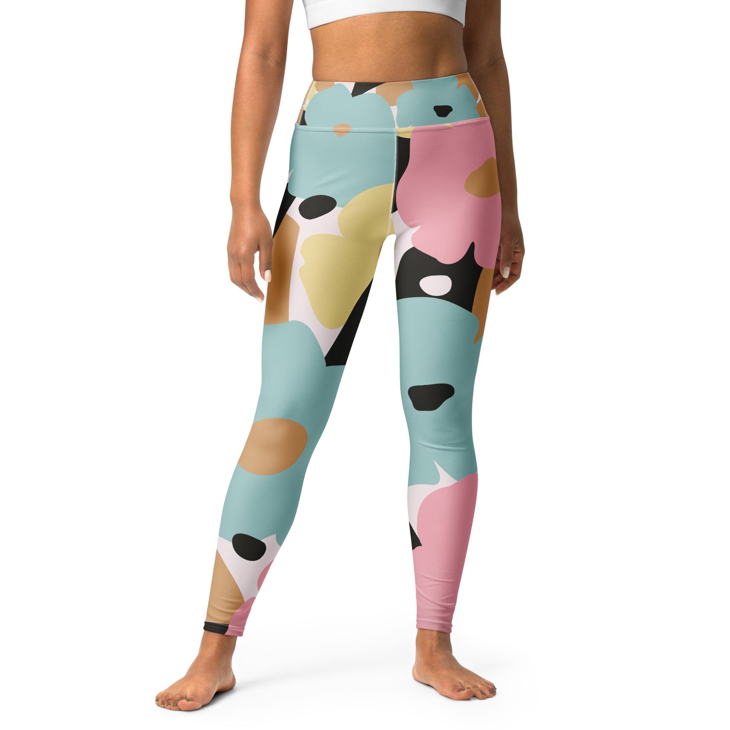 Legging de yoga pour femme – Fleuri, Pastel – Stretch, taille haute, séchage rapide – Minimaliste