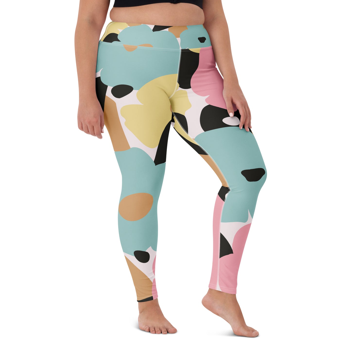 Legging de yoga pour femme – Fleuri, Pastel – Stretch, taille haute, séchage rapide – Minimaliste
