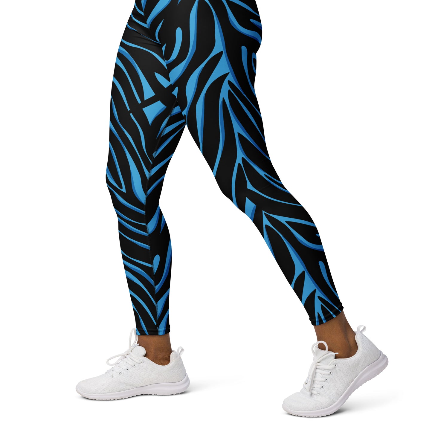 Legging de yoga pour femme – Bleu & Noir – Stretch, taille haute, séchage rapide – Imprimé Animal