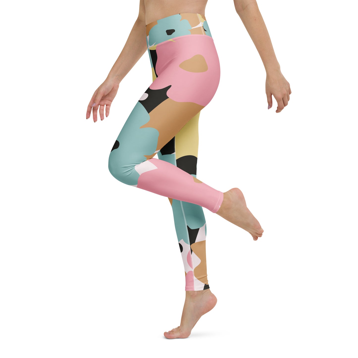 Legging de yoga pour femme – Fleuri, Pastel – Stretch, taille haute, séchage rapide – Minimaliste