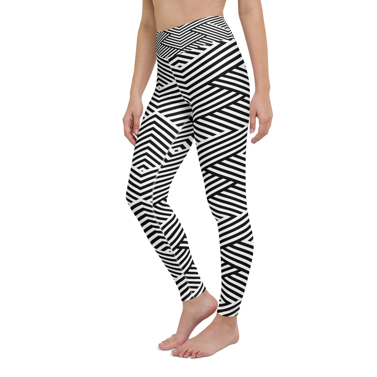 Legging de yoga pour femme – Blanc & Noir – Stretch, taille haute, séchage rapide – Graphique Minimaliste