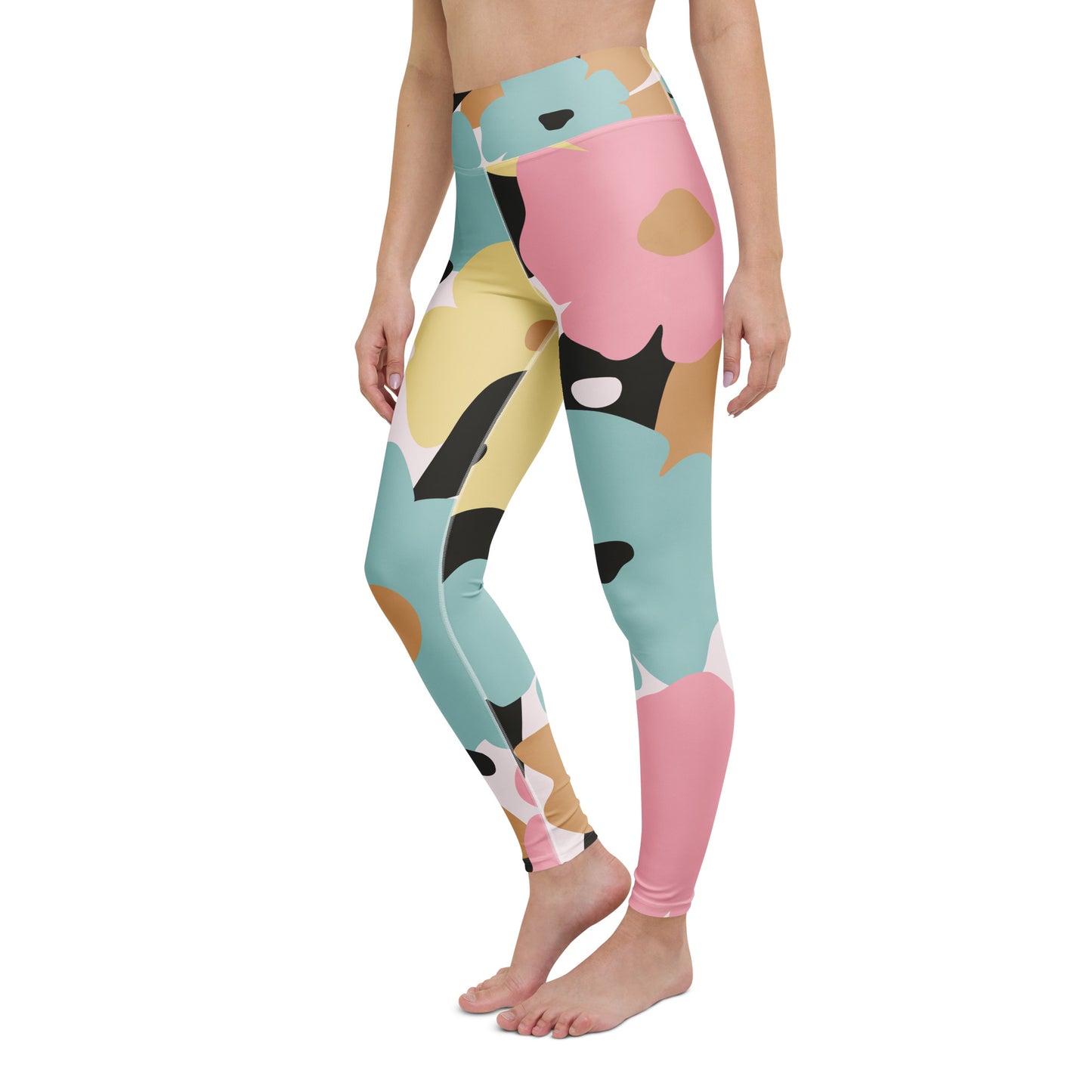 Legging de yoga pour femme – Fleuri, Pastel – Stretch, taille haute, séchage rapide – Minimaliste