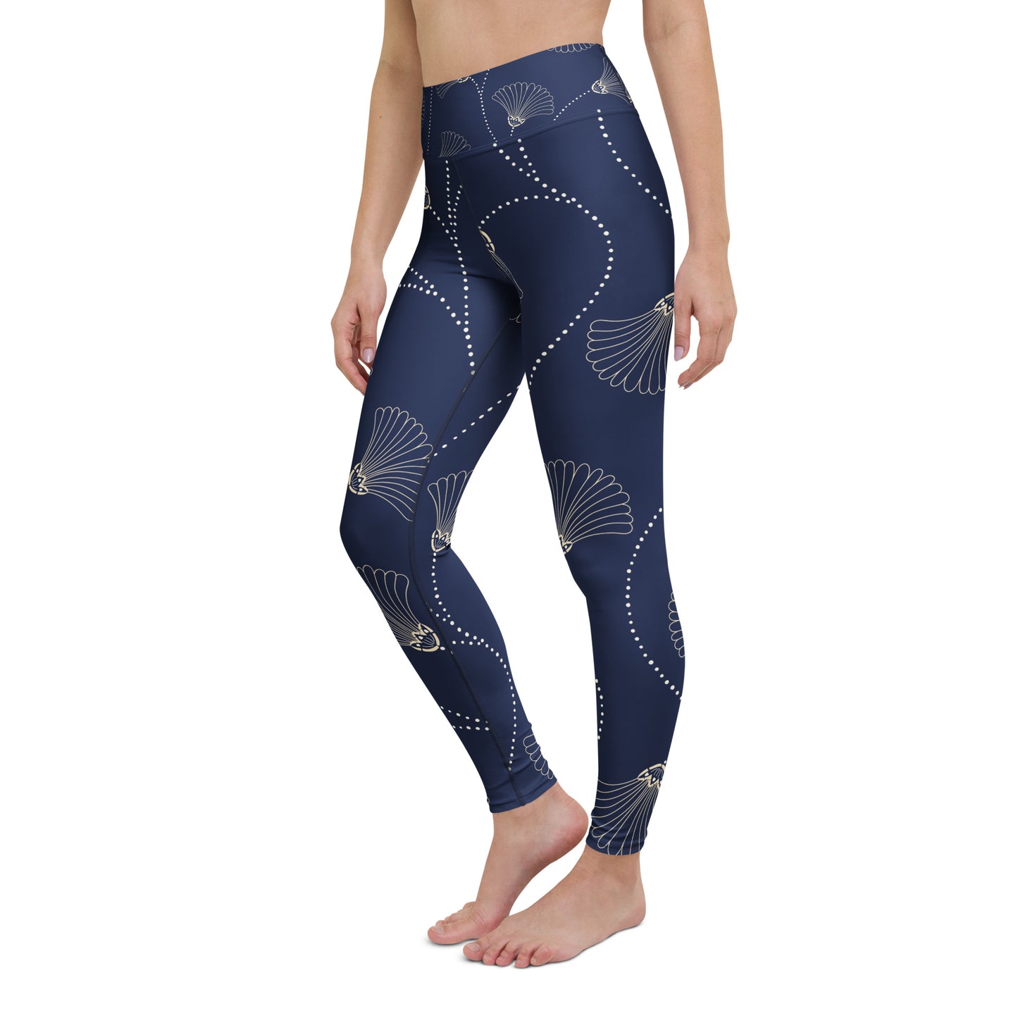Legging de yoga pour femme – Bleu, Fleuri – Stretch, taille haute, séchage rapide – Minimaliste