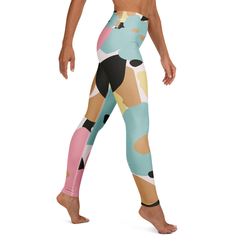 Legging de yoga pour femme – Fleuri, Pastel – Stretch, taille haute, séchage rapide – Minimaliste