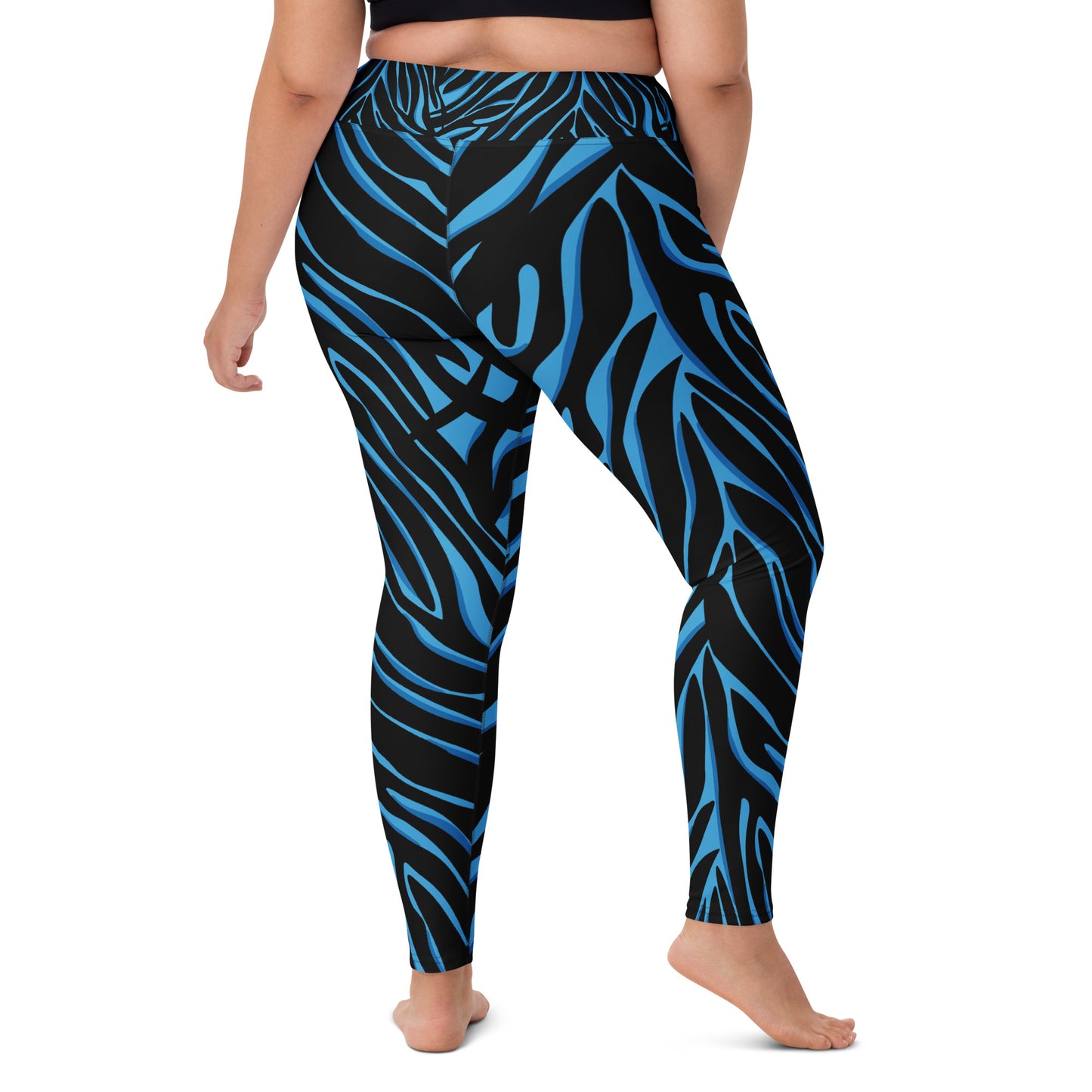 Legging de yoga pour femme – Bleu & Noir – Stretch, taille haute, séchage rapide – Imprimé Animal