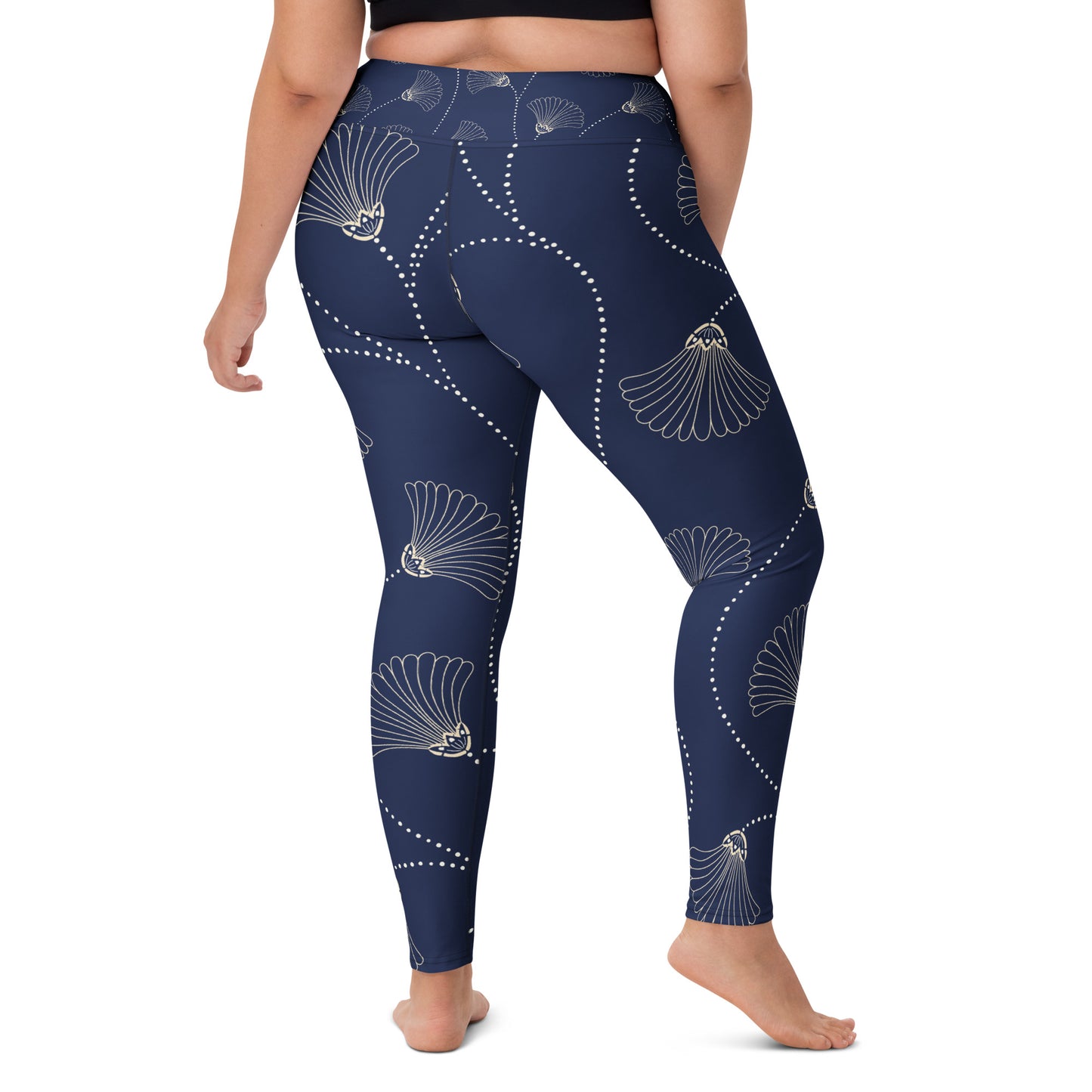 Legging de yoga pour femme – Bleu, Fleuri – Stretch, taille haute, séchage rapide – Minimaliste
