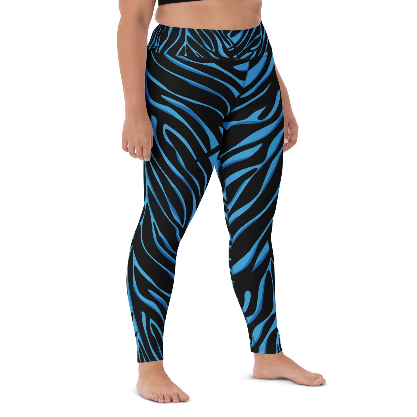 Legging de yoga pour femme – Bleu & Noir – Stretch, taille haute, séchage rapide – Imprimé Animal