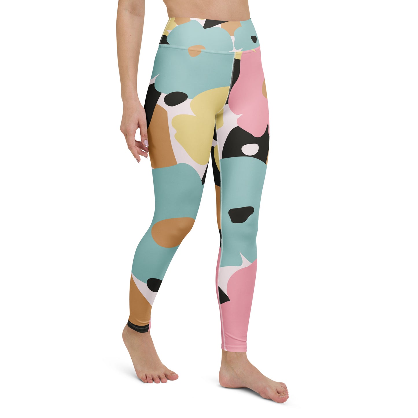 Legging de yoga pour femme – Fleuri, Pastel – Stretch, taille haute, séchage rapide – Minimaliste