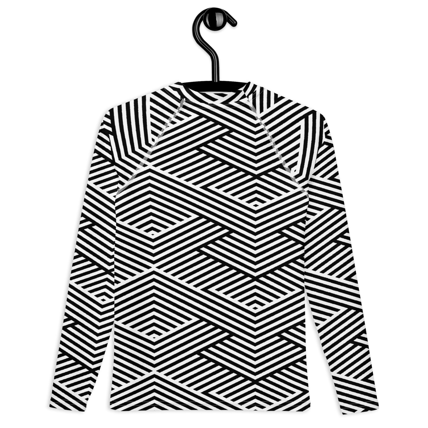 Rash guard pour fille ado – Blanc & Noir – Compression légère, respirant & séchage rapide – Graphique