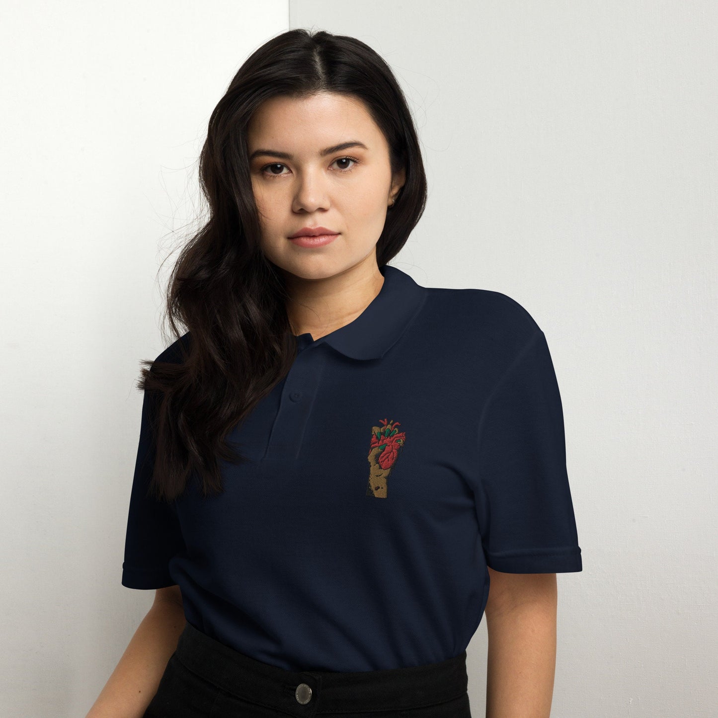 Polo piqué pour Femme 100% Coton - Motif Brodé sur la poitrine - coupe classique, haut casual, élégant, tenue décontractée, cadeau