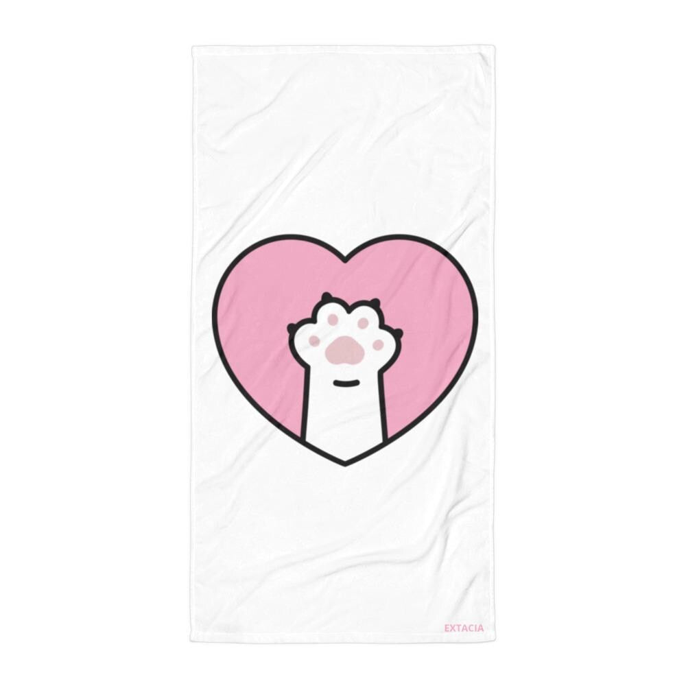 Serviette de Bain et de Plage en Coton - Douce, Absorbante, Compacte - Voyage, Sport, Piscine surf cadeau anniversaire, Design Patte de Chat