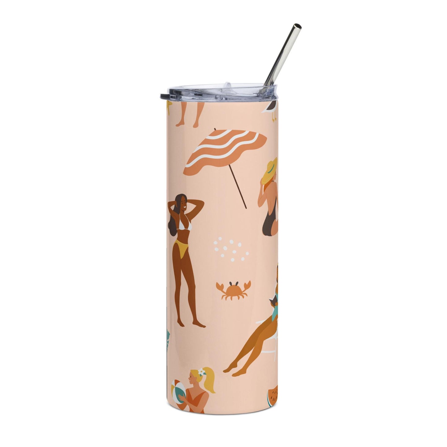 Mug isotherme inox - Gobelet en Acier Inoxydable – Design des Silhouettes Feminines, des Femmes, Plage, été - Mug de Voyage Durable, Étanche
