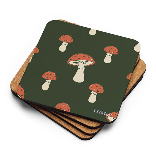 Sous-Verre Antidérapant en Liège – vendu à l’unité - Écologique, Durable, Élégant – Maison Bureau décoration, Design minimaliste champignons