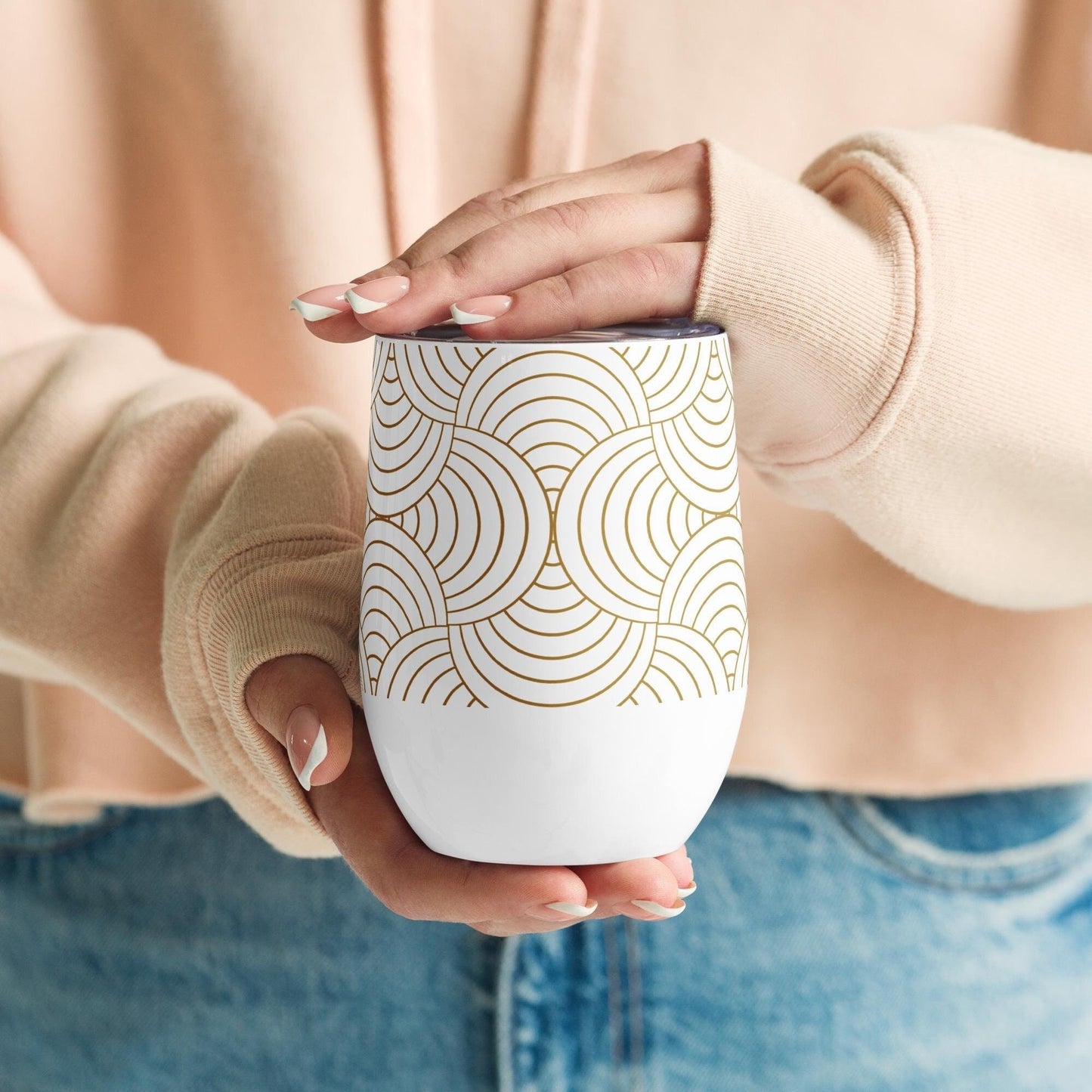 Mug Isotherme Inox - Petit Thermos Isotherme en Acier Inoxydable – Design Graphique - Mug de Voyage, Gobelet à Vin, Café, Thé, Étanche
