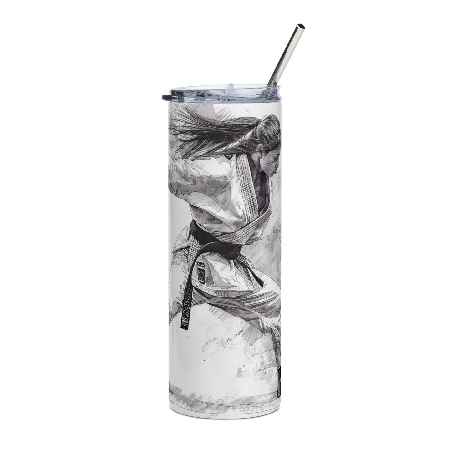 Mug isotherme inox - Design Arts Martiaux - Gobelet en Acier Inoxydable – Mug de Voyage Durable, Étanche, Élégant - Boissons Chaudes Froides