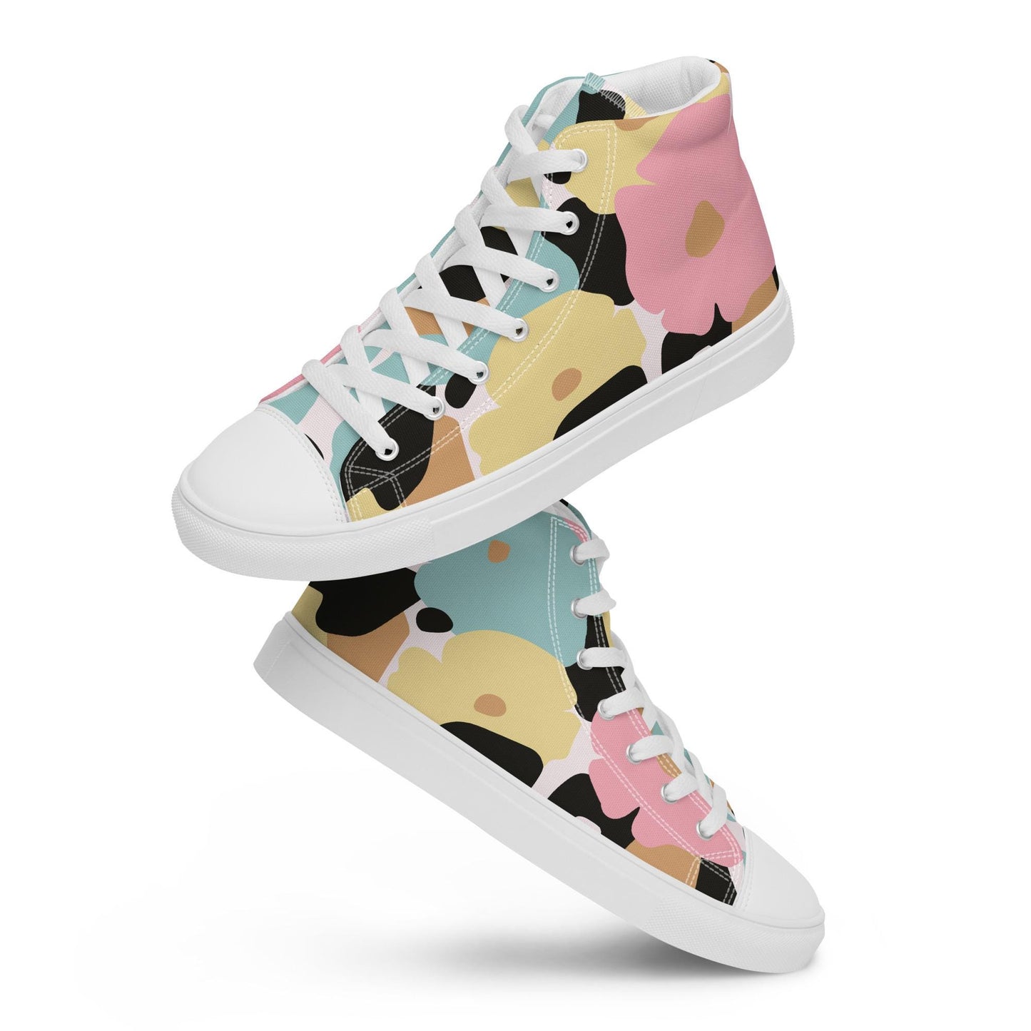 Baskets hautes en toile femme - Fleuri, Pastel – Légères et confortables – Minimaliste