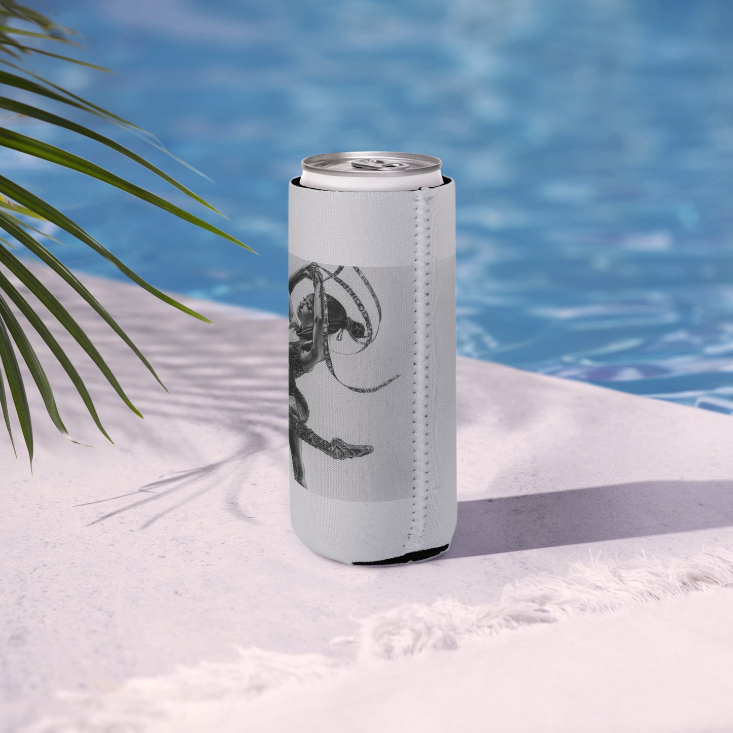 Housse isotherme manchon refroidisseur – gris, motif gymnaste danseuse - Slim 12 oz - Zoom sur ouverture et compatibilité – housse isotherme manchon refroidisseur ExtaciaFrance