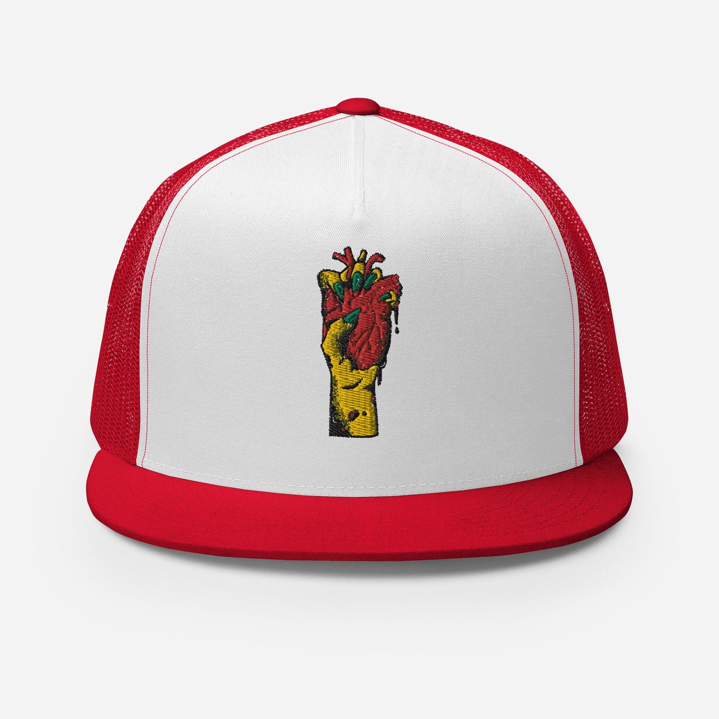 Casquette Trucker Minimaliste en Coton avec Motif Brodé, dos en maille – Unisexe - filet respirant, Style rétro, design "Coeur déjà pris"