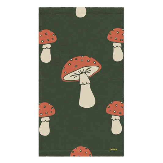 Essuie main en coton – Tissu doux, Absorbant, Personnalisable – Cuisine, Salle de bain, Cadeau Unique -  Design Minimaliste Champignons