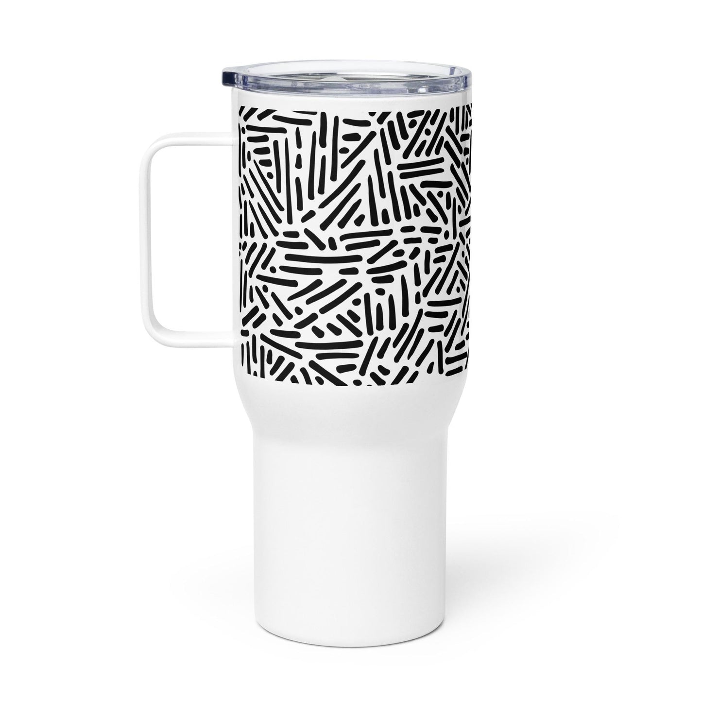 Mug Isotherme Inox - Mug de Voyage Isotherme en Acier Inoxydable avec Anse – Design Graphique - THERMOS, gobelet - Durable, Léger, Étanche