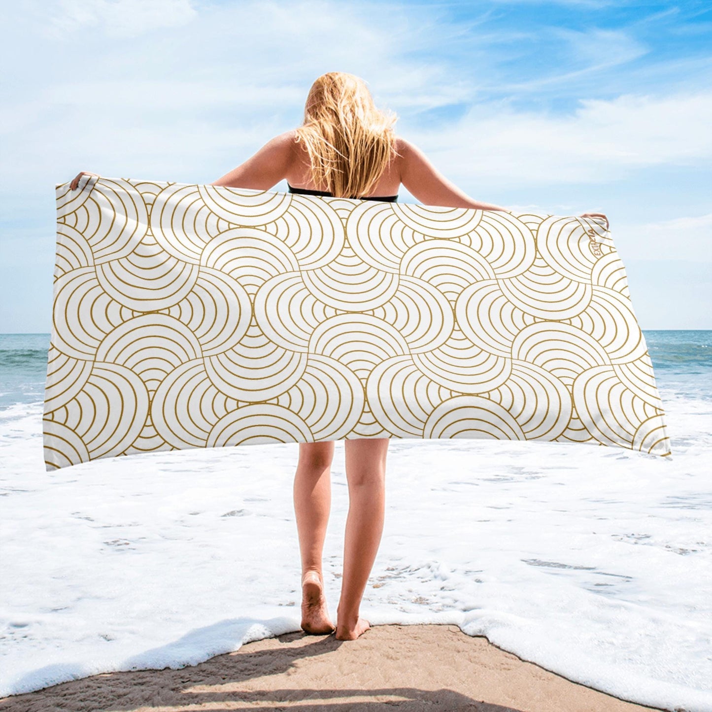 Serviette de Bain en Coton – Serviette de plage - Douce, Absorbante et Compacte - Voyage, Sport, Piscine surf - Design Minimaliste Graphique