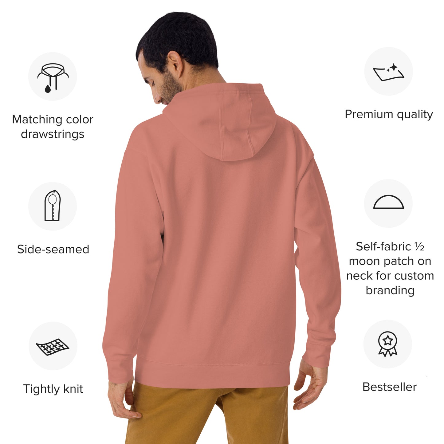 Sweat à capuche pour homme – 100% coton, doux et confortable – Coeur Déjà Pris, Rose