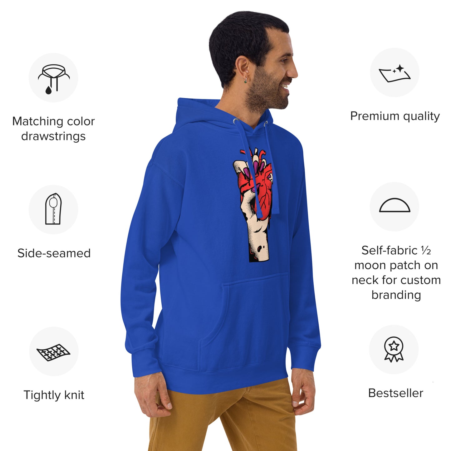 Sweat à capuche pour homme – 100% coton, doux et confortable – Coeur Déjà Pris, Rouge