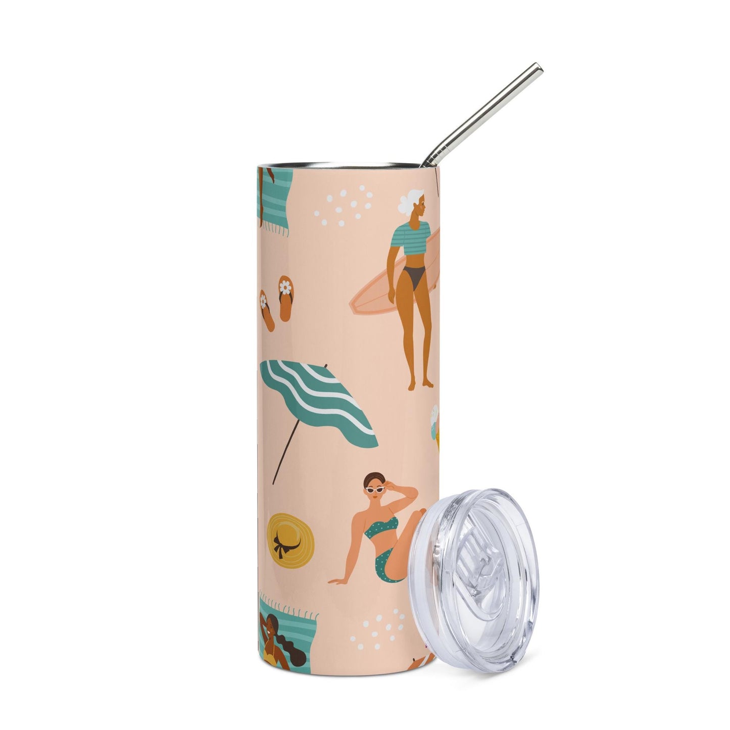 Mug isotherme inox - Gobelet en Acier Inoxydable – Design des Silhouettes Feminines, des Femmes, Plage, été - Mug de Voyage Durable, Étanche