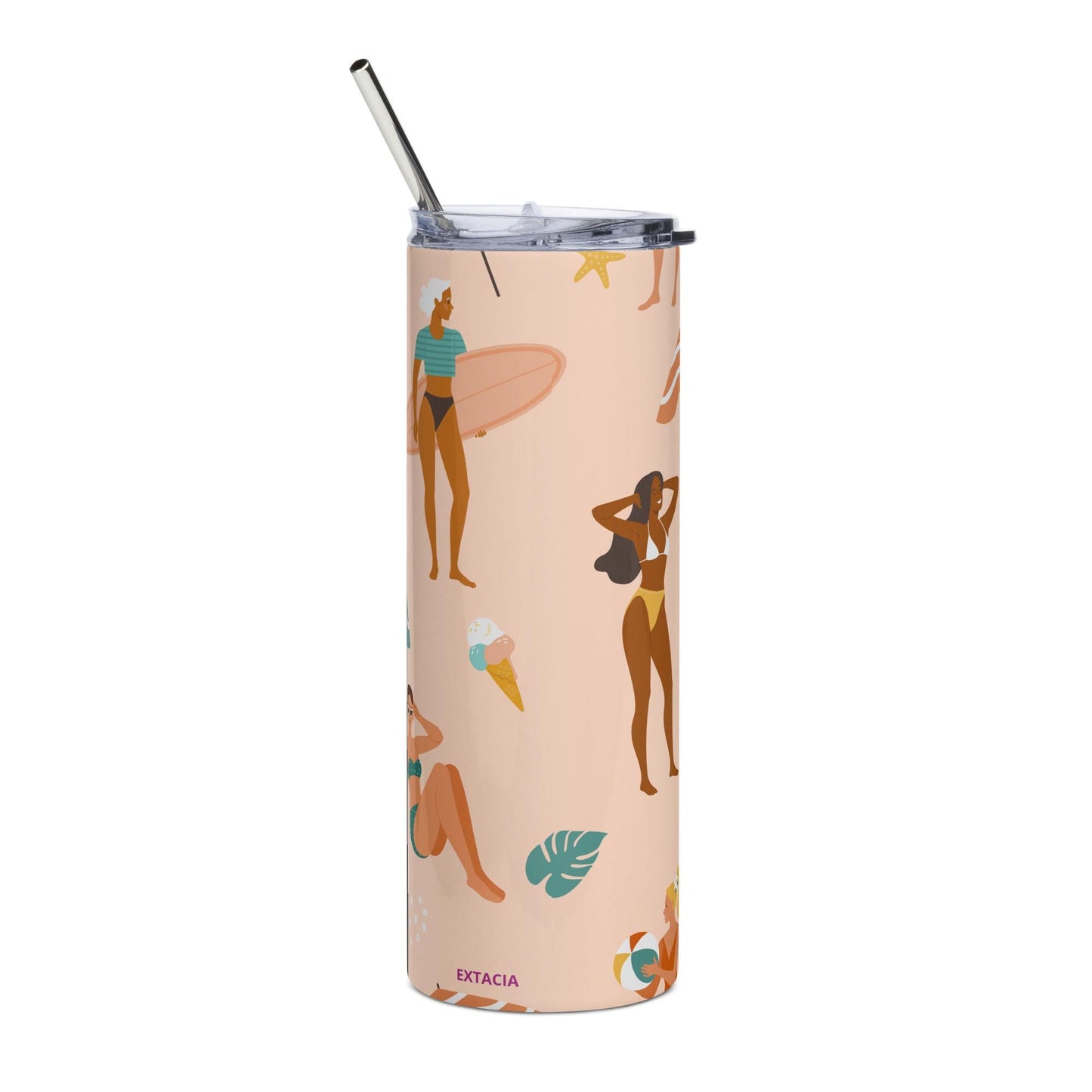 Mug isotherme inox - Gobelet en Acier Inoxydable – Design des Silhouettes Feminines, des Femmes, Plage, été - Mug de Voyage Durable, Étanche