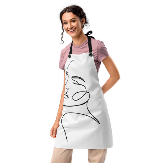 Tablier pour Femme - Accessoire Réglable Léger Poches Pratique, Personnalisable – Cuisine Création jardinage Design Minimaliste Calligraphie
